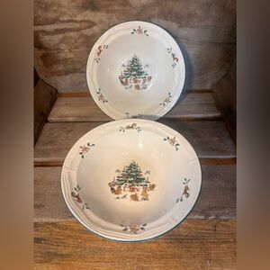 Vintage MING PAO Woodland Christmas Tree Soup Salad Cereal Bowl Stoneware 1990